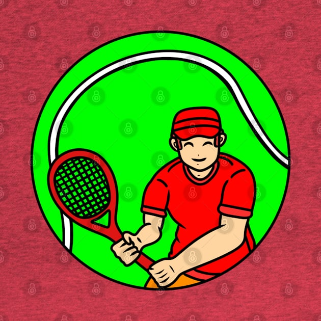 Cartoon tennis player boy by Andrew Hau